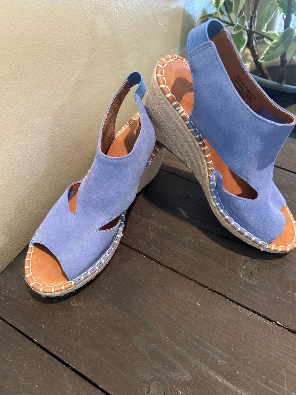 Gentle Souls Blue Suede Wedge Size 7.5